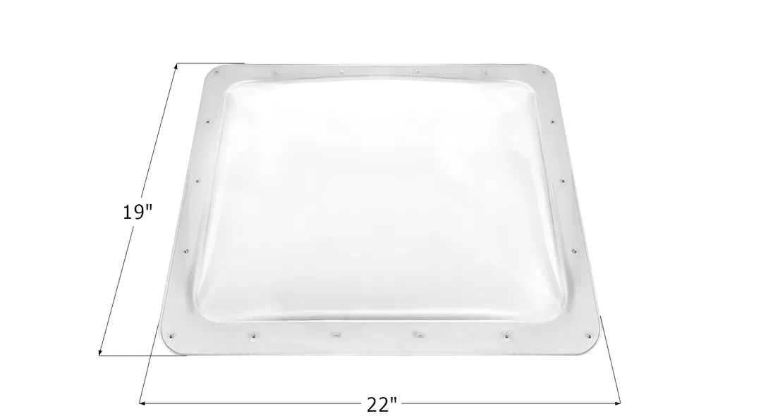 14176 – ICON Skylight, 5 Inch High Bubble Type Dome Rectangular For 19 Inch Length x 16 Inch Width Opening 22 Inch Le...